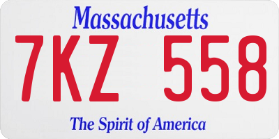 MA license plate 7KZ558