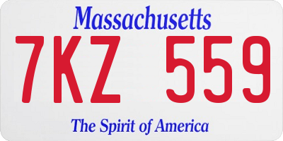 MA license plate 7KZ559