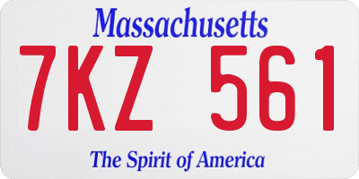 MA license plate 7KZ561