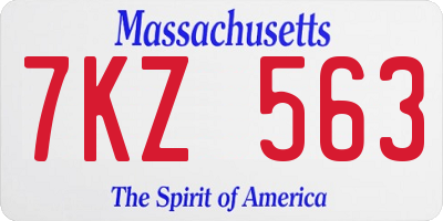 MA license plate 7KZ563