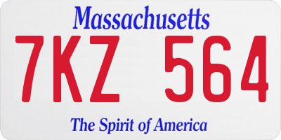 MA license plate 7KZ564