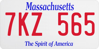 MA license plate 7KZ565