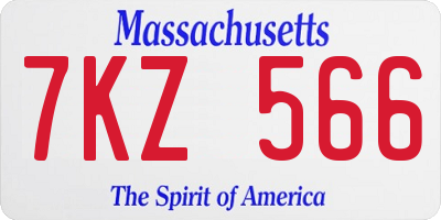 MA license plate 7KZ566