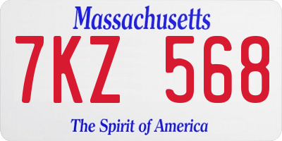 MA license plate 7KZ568