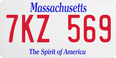 MA license plate 7KZ569