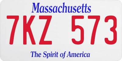 MA license plate 7KZ573