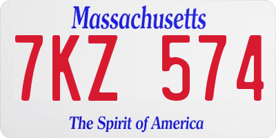 MA license plate 7KZ574
