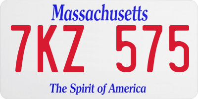 MA license plate 7KZ575