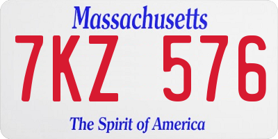 MA license plate 7KZ576