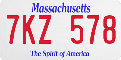 MA license plate 7KZ578