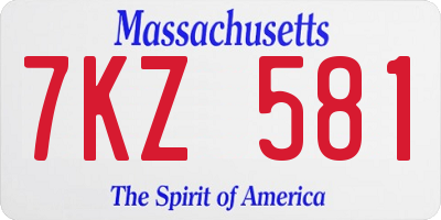 MA license plate 7KZ581