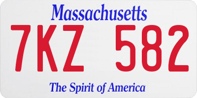 MA license plate 7KZ582