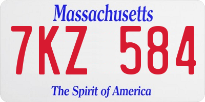 MA license plate 7KZ584