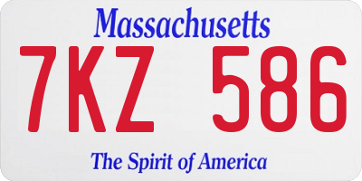 MA license plate 7KZ586