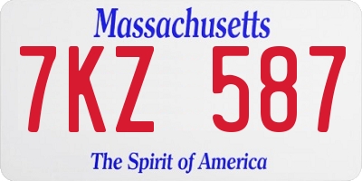 MA license plate 7KZ587
