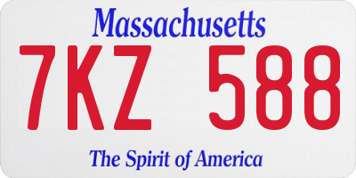 MA license plate 7KZ588