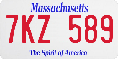 MA license plate 7KZ589