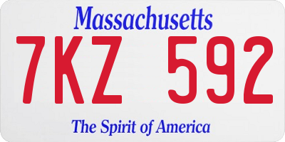MA license plate 7KZ592