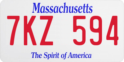 MA license plate 7KZ594