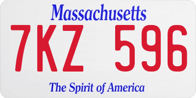 MA license plate 7KZ596