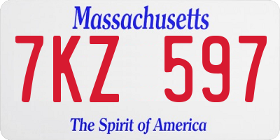 MA license plate 7KZ597