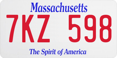 MA license plate 7KZ598