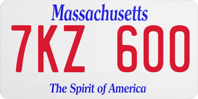 MA license plate 7KZ600