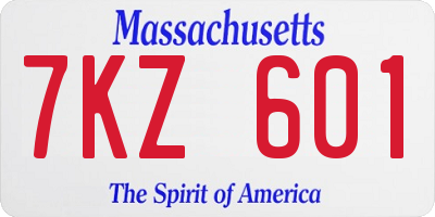 MA license plate 7KZ601
