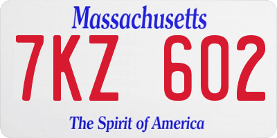 MA license plate 7KZ602
