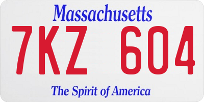 MA license plate 7KZ604