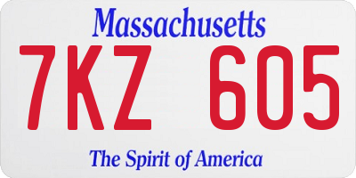 MA license plate 7KZ605
