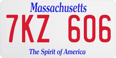 MA license plate 7KZ606