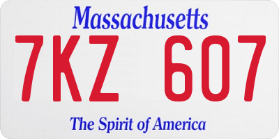 MA license plate 7KZ607