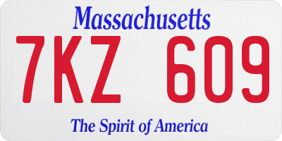 MA license plate 7KZ609