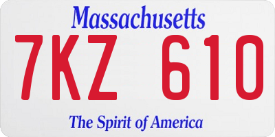 MA license plate 7KZ610