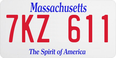 MA license plate 7KZ611