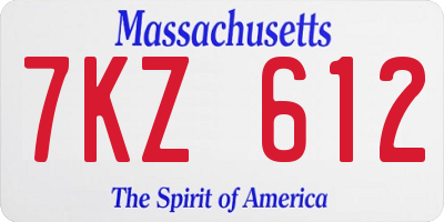 MA license plate 7KZ612