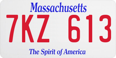 MA license plate 7KZ613