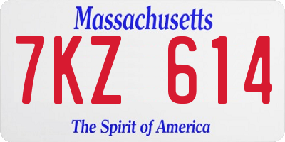 MA license plate 7KZ614