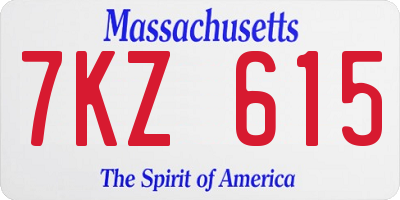 MA license plate 7KZ615