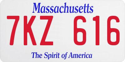 MA license plate 7KZ616