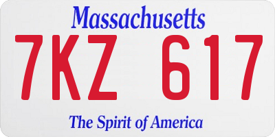 MA license plate 7KZ617