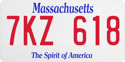 MA license plate 7KZ618