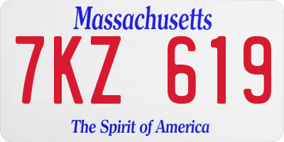 MA license plate 7KZ619