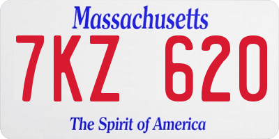 MA license plate 7KZ620