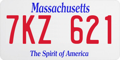 MA license plate 7KZ621