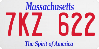 MA license plate 7KZ622
