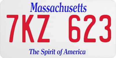 MA license plate 7KZ623