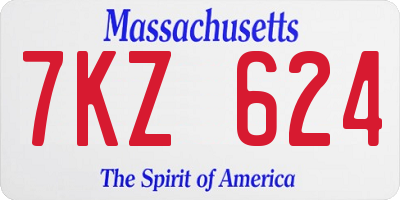 MA license plate 7KZ624