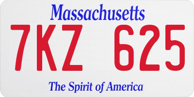 MA license plate 7KZ625